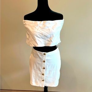 Zara White Strapless Crop Top